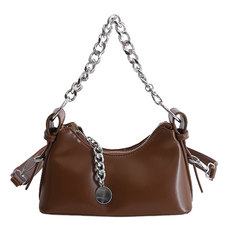 Women's fashionable shoulder bag with sparkling chain accent-https://detail.1688.com/offer/1025795333527.html-Calm Wears-Black-nothing-Calm Wears