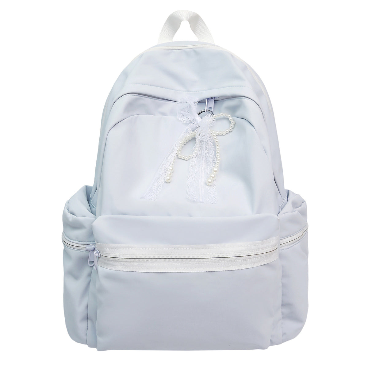 Elegant Backpack with Pearl and Lace Details