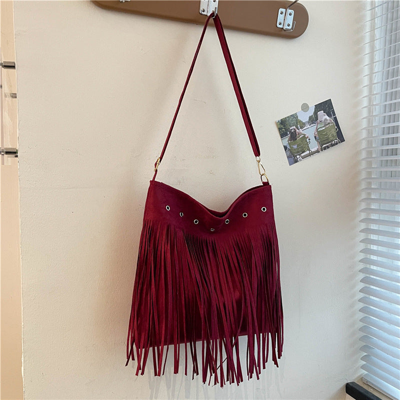 Fringe Suede Crossbody Bag