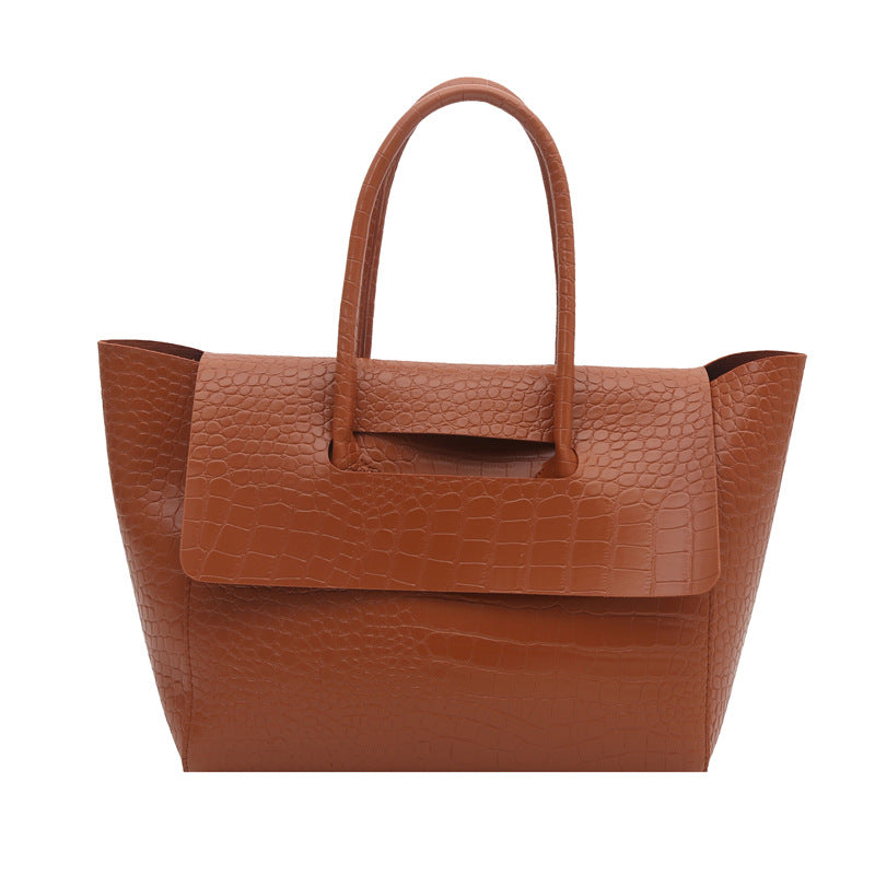 WoCrocodile Textured Structured Handbag