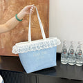Elegant Lace-Trimmed Canvas Tote Bag