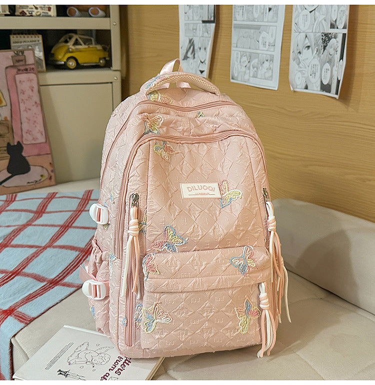 Floral Embroidered Durable School Backpack-https://detail.1688.com/offer/1048162442130.html-Calm Wears-Pink-Calm Wears