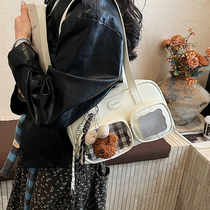 Women's shoulder bag with unique drawstring and charming pendant-https://detail.1688.com/offer/1003989816016.html-Calm Wears-White-Size: With pendant-Calm Wears