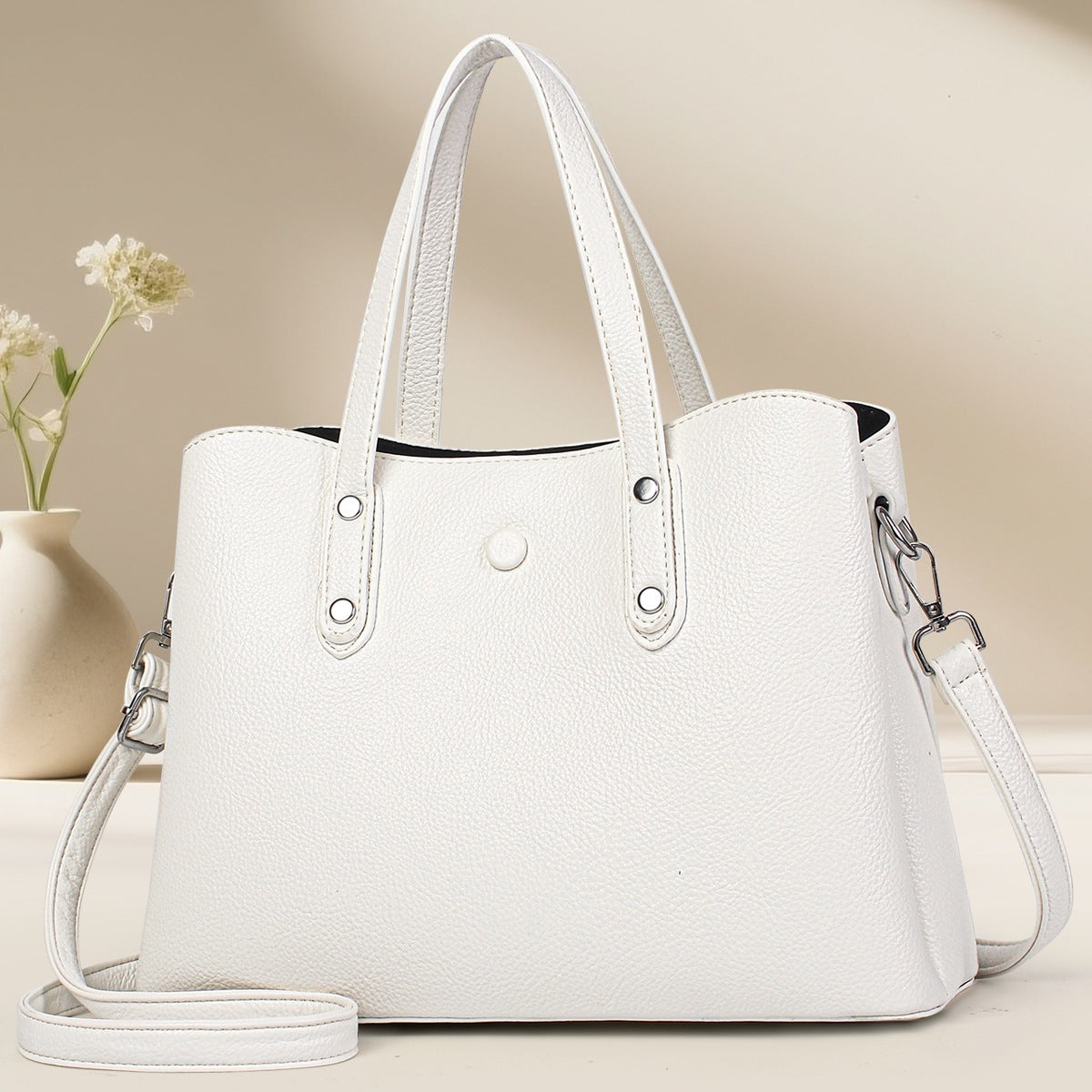 Ladies structured tote bag-https://detail.1688.com/offer/943709788101.html-Calm Wears-Beige-30-Calm Wears