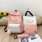 Fun-Themed Cat Print Backpack Set