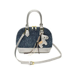 Women's mini handbag with animal charm and fashionable denim