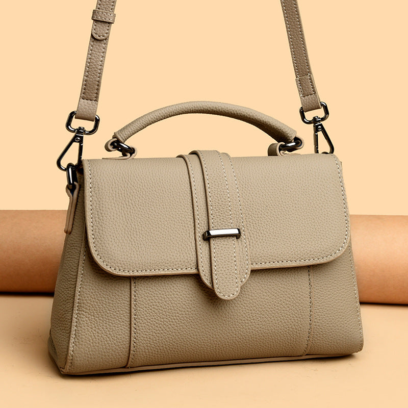 Elegant Leather Top Handle Handbag