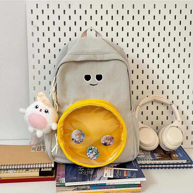 Backpack with Transparent Viewing Window and Animal Pendant
