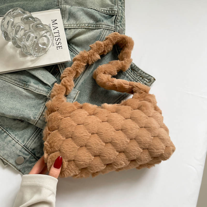 Cozy Textured Plush Handbag