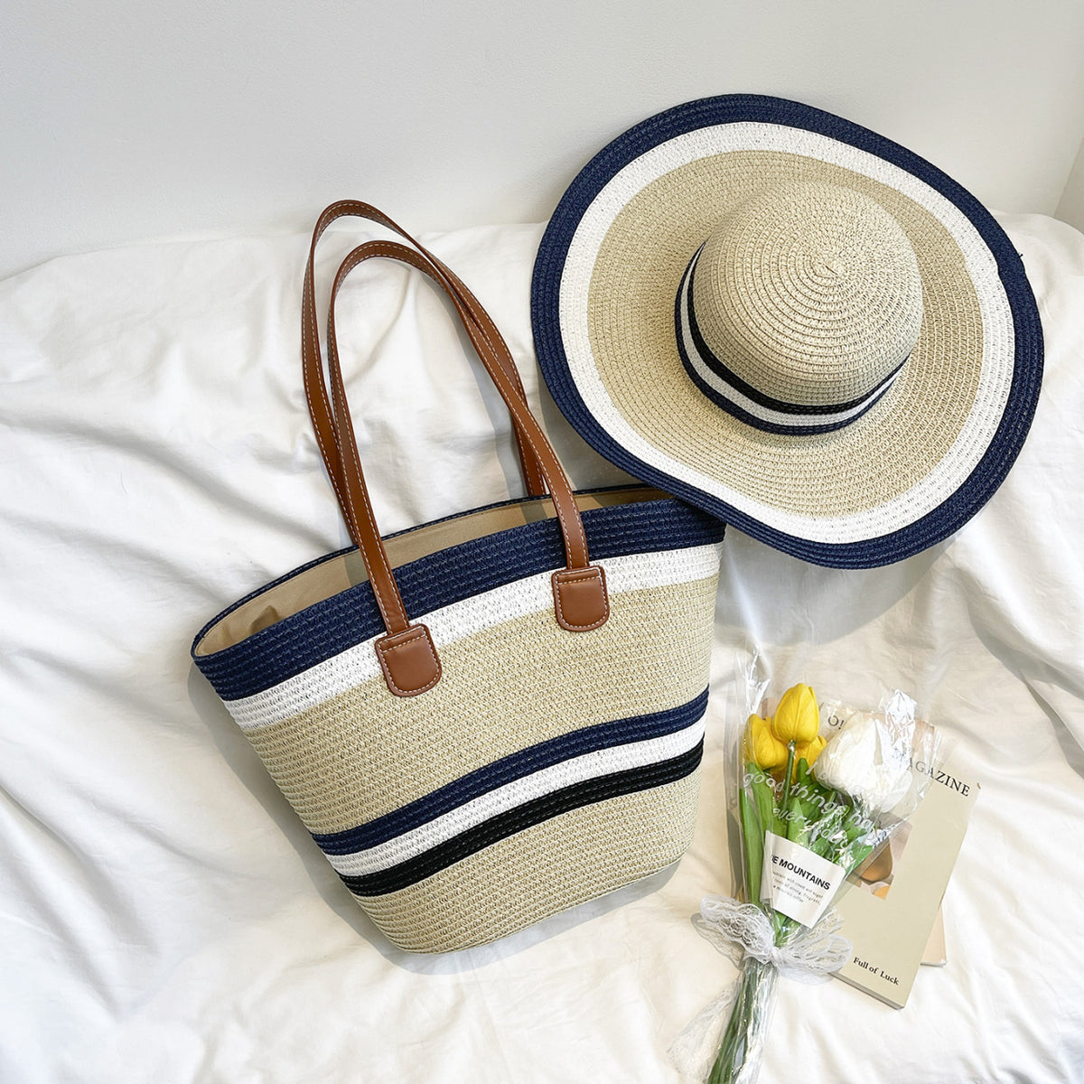 WoColorful Straw Beach Tote Bag
