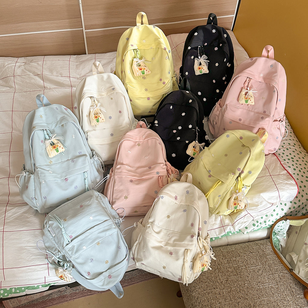 Embroidered Floral Print Backpack