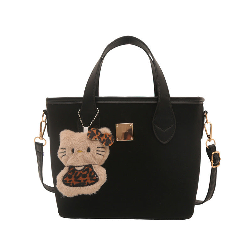 Ladies trendy mini bag with high-quality crocodile pattern and removable plush toy charm