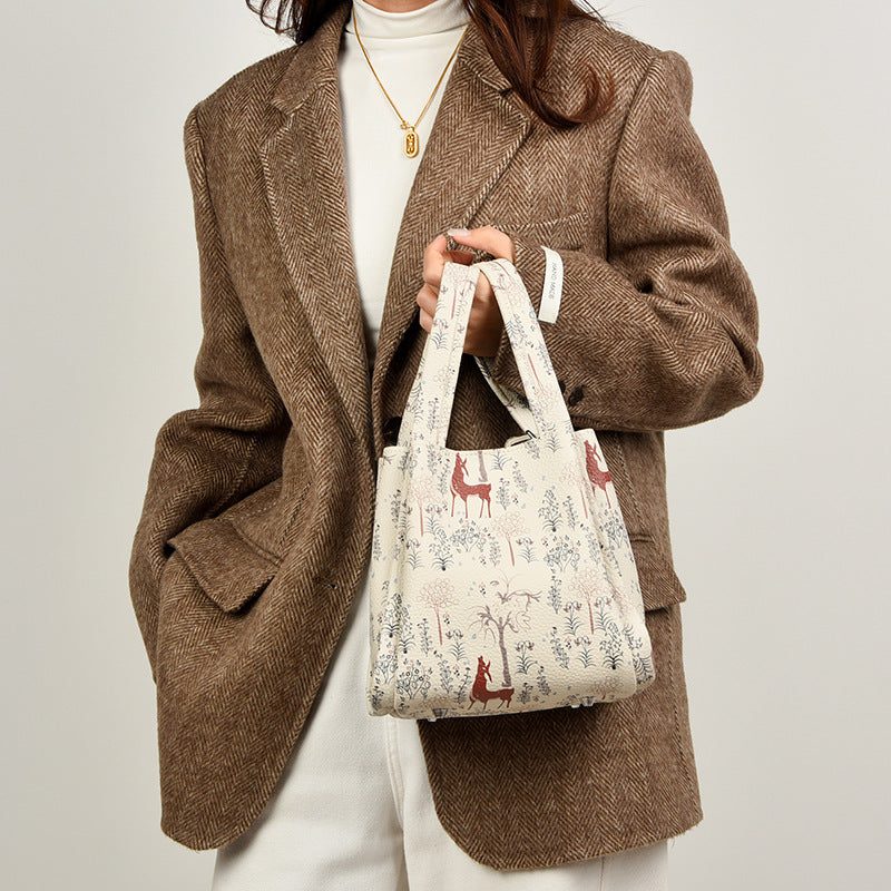 Artistic Print Leather Handbag