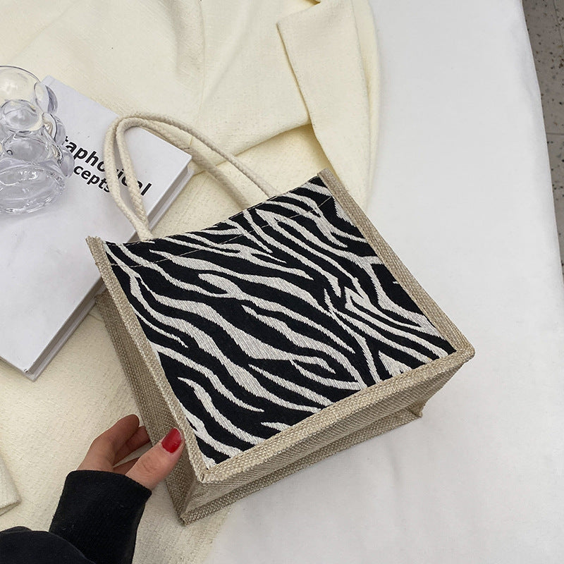 Ladies Jute Bag in classic Houndstooth pattern-https://detail.1688.com/offer/710679752572.html-Calm Wears-Zebra-nothing-Calm Wears