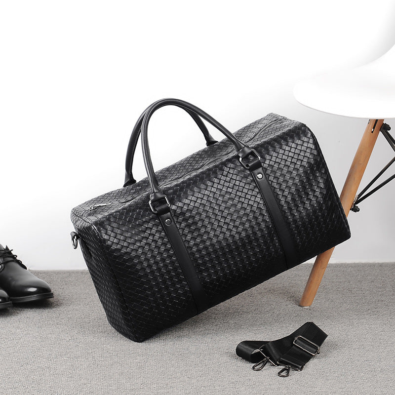 Premium Woven Leather Duffel Bag