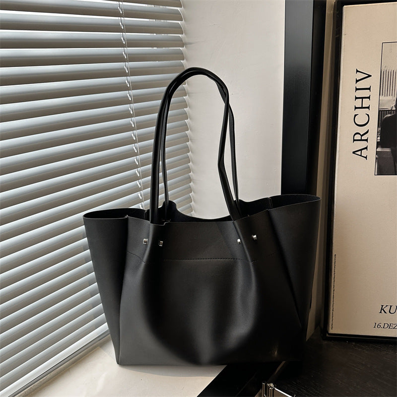 Ladies tote bag with elegant minimalist structure and sturdy carrying handles-https://detail.1688.com/offer/1027680059148.html-Calm Wears-Black-nothing-Calm Wears