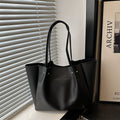 Women's tote bag with elegant minimalist structure and sturdy carrying handles-https://detail.1688.com/offer/1027680059148.html-Calm Wears-Black-nothing-Calm Wears
