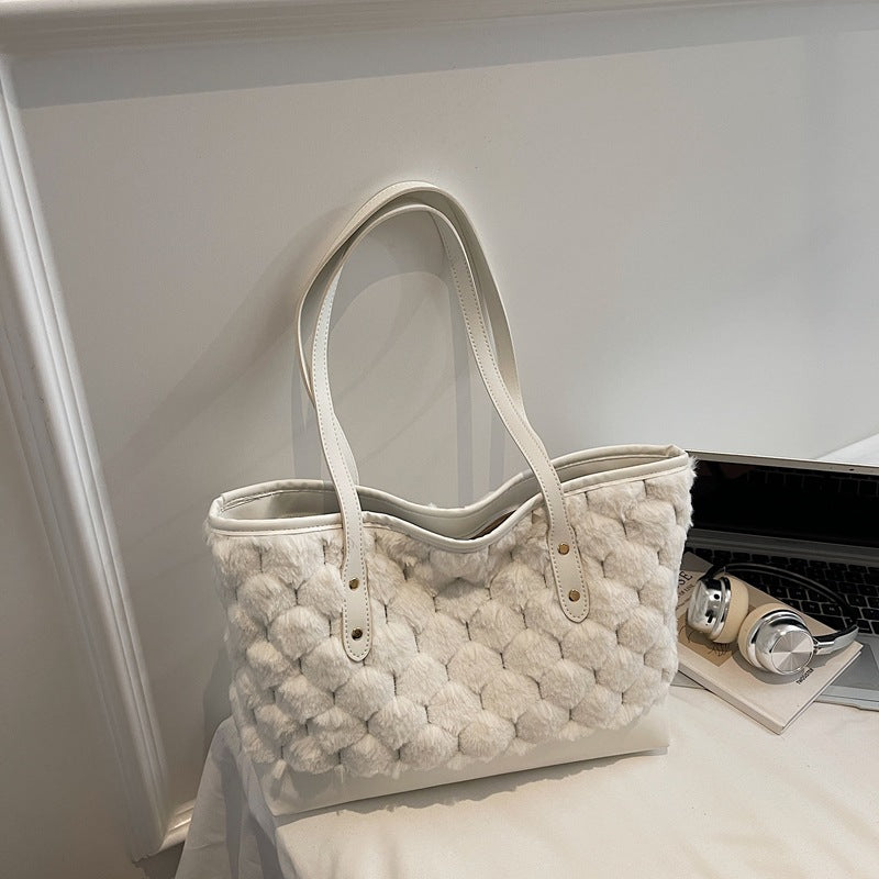 Women's tote bag made of high-quality synthetic leather with textured surface-https://detail.1688.com/offer/1027891272348.html-Calm Wears-White-nothing-Calm Wears