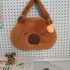 Plush Shoulder Bag with Cute Animal Motif