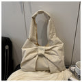 Bow Accent Fabric Tote Bag