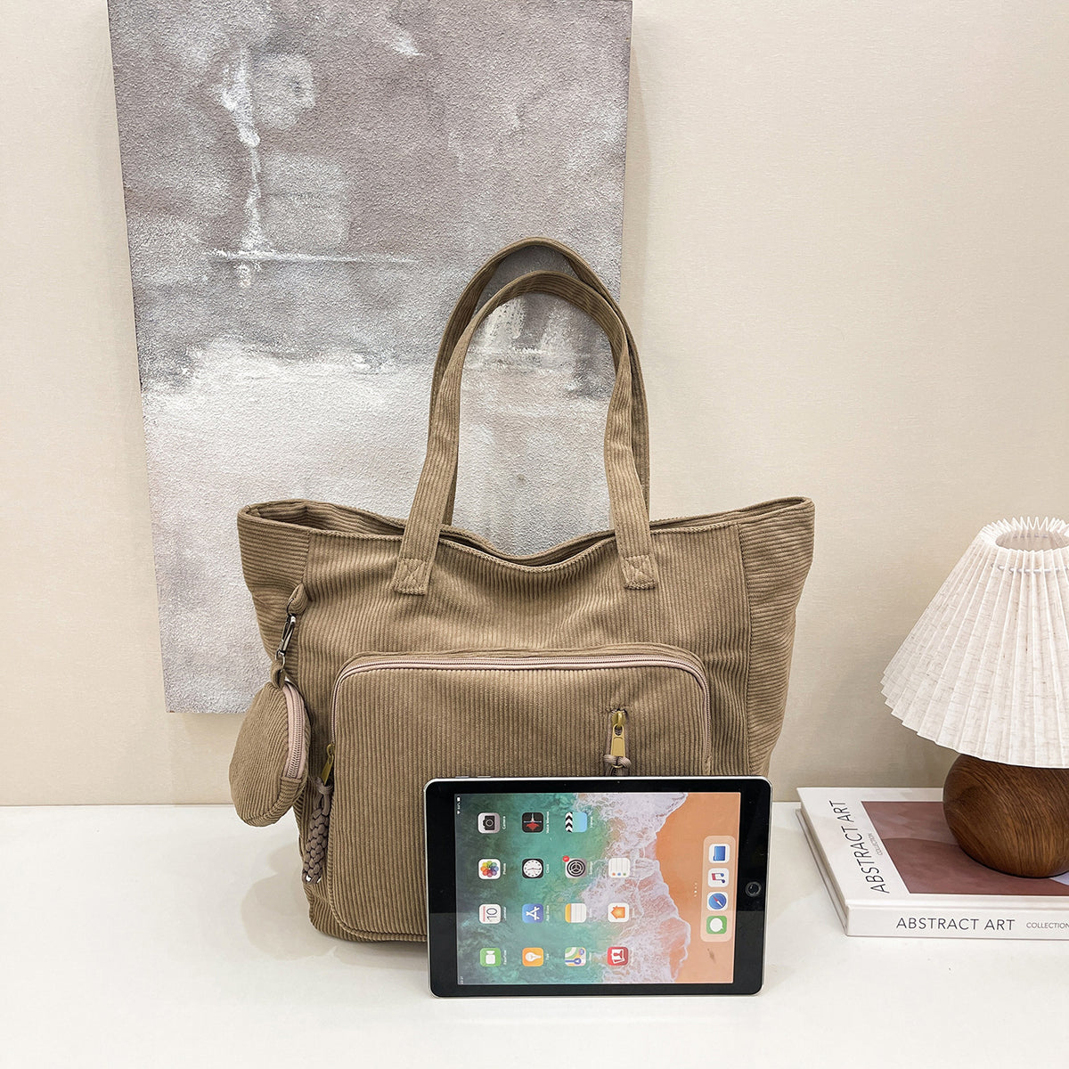 WoSpacious Multi-Pocket Canvas Tote Bag