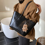 Women’s tote bag with high-quality faux leather and practical interior-https://detail.1688.com/offer/999454802196.html-Calm Wears-Braun-Size: With pendant-Calm Wears