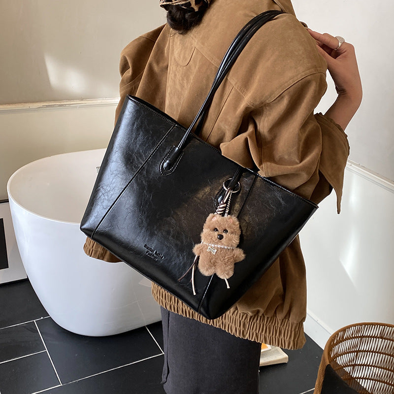 Women’s tote bag with high-quality faux leather and practical interior-https://detail.1688.com/offer/999454802196.html-Calm Wears-Braun-Size: With pendant-Calm Wears