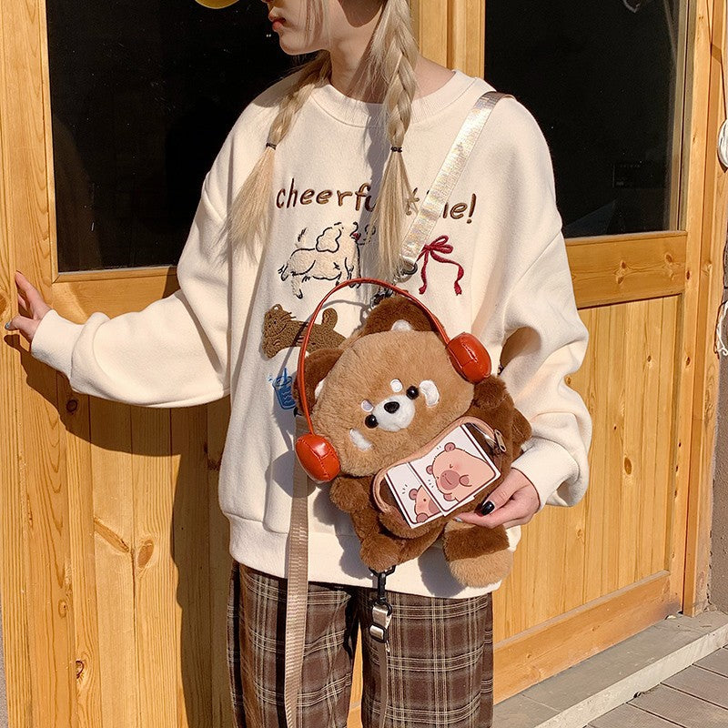 Plush Shoulder Bag in Bear Design