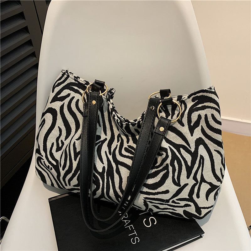 Stylish Zebra Print Canvas Tote Bag