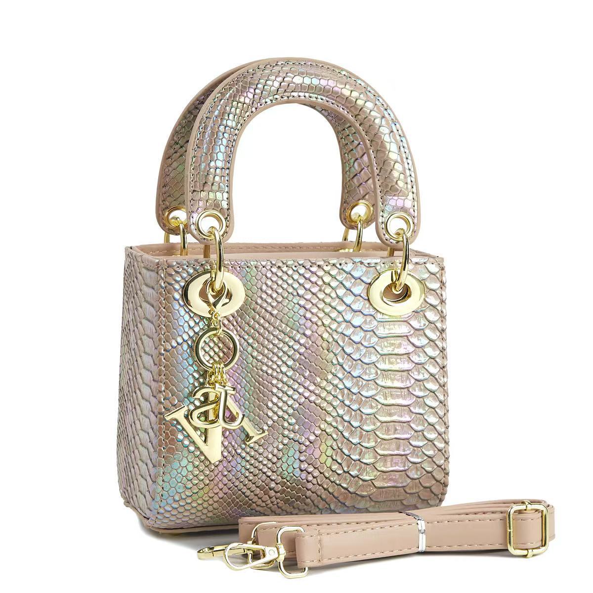 Ladies elegant mini handbag in modern snakeskin look with removable shoulder strap-https://detail.1688.com/offer/1041274952074.html-Calm Wears-Khaki-18-Calm Wears