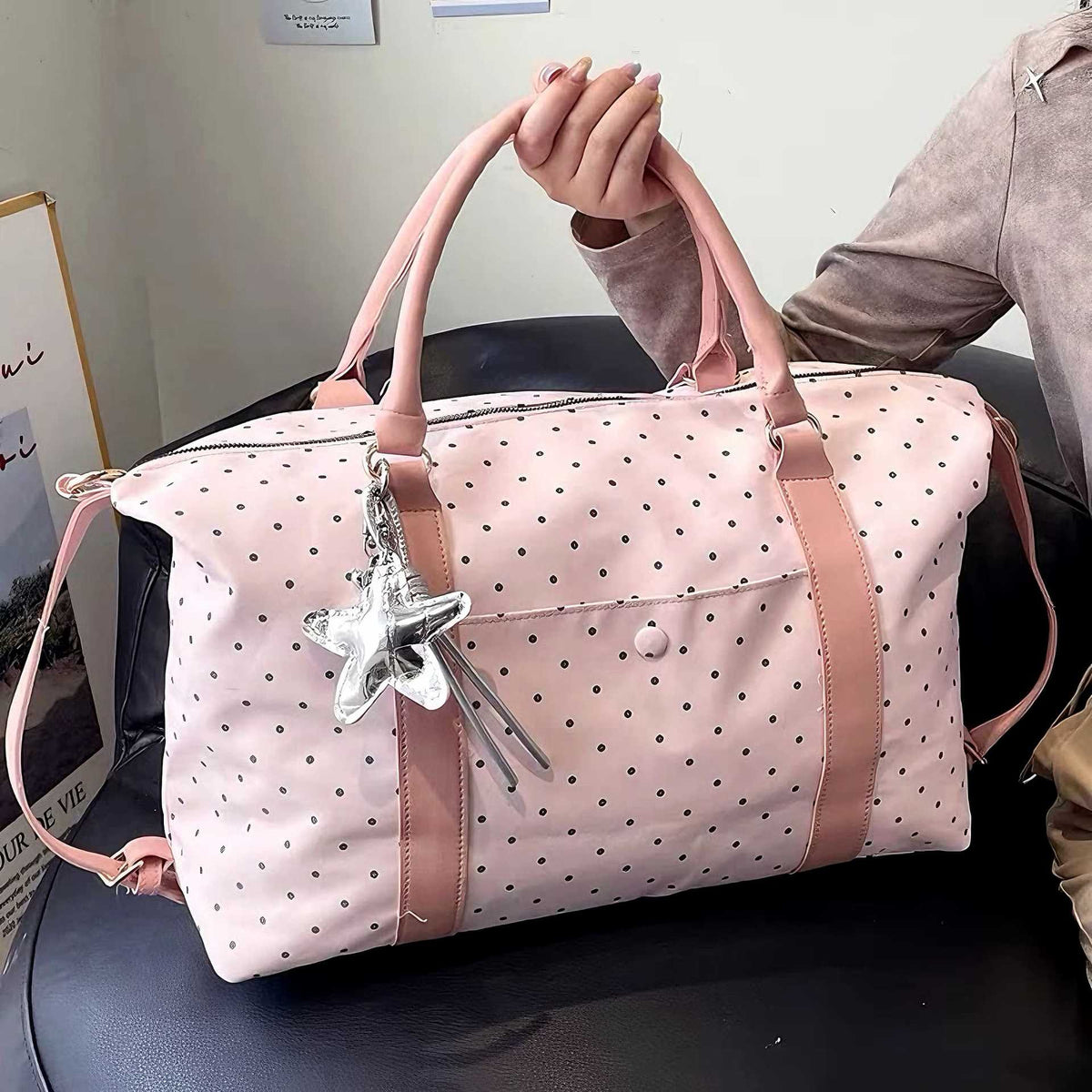 Stylish Polka Dot Travel Duffel Bag
