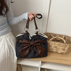 WoCharming Polka Dot Bow Tote Bag