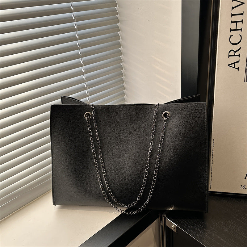 Women elegant tote bag with practical inner compartment and stylish chain strap-https://detail.1688.com/offer/1038616988417.html-Calm Wears-Black-nothing-Calm Wears