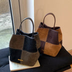Women’s mini hobo bag made of high-quality suede leather with decorative stitching