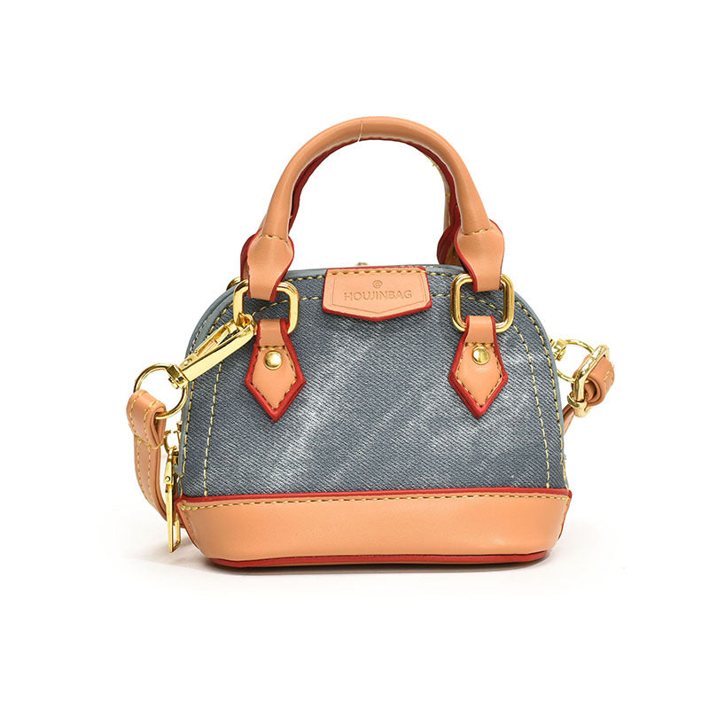 Women’s mini hobo bag made of textured synthetic leather with golden accents