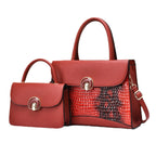 Women's Handbag Set with Luxurious Crocodile Leather Design