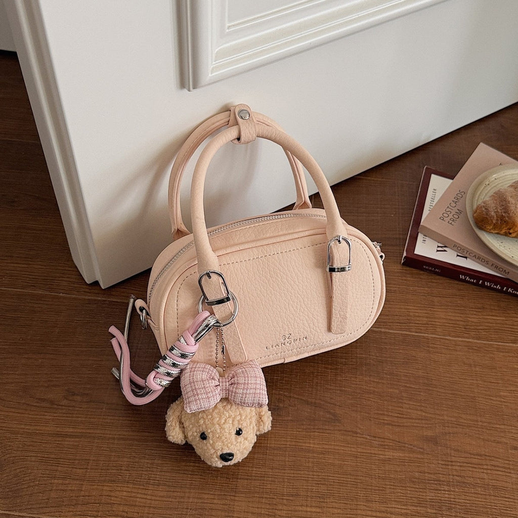 Women's mini handbag with removable teddy keychain