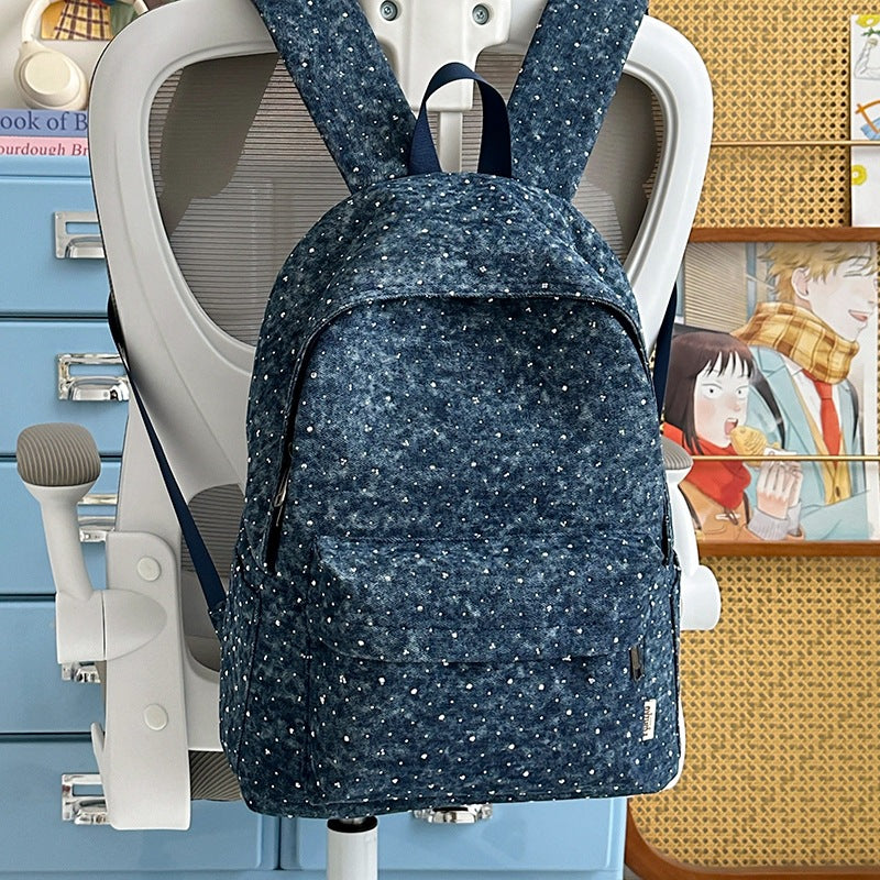 Casual Lightweight Backpack with Polka Dot Design