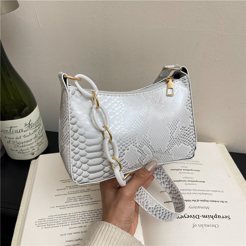 Stylish Textured Snakeskin Effect Handbag
