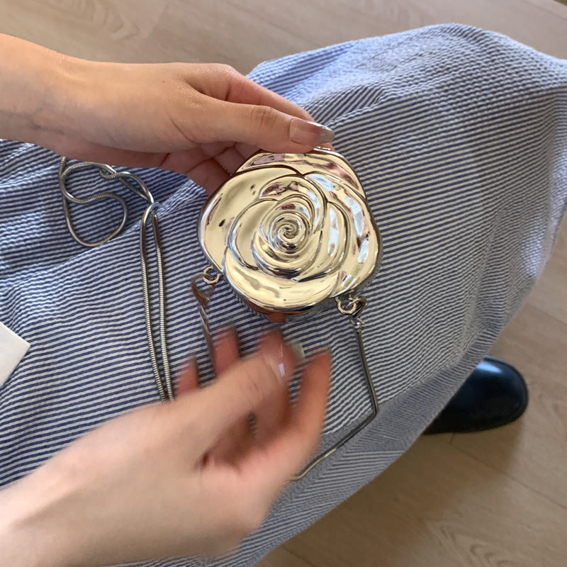 Elegantly Crafted Rose-Shaped Crossbody Bag
