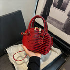 Crocodile-Embossed Mini Satchel Bag