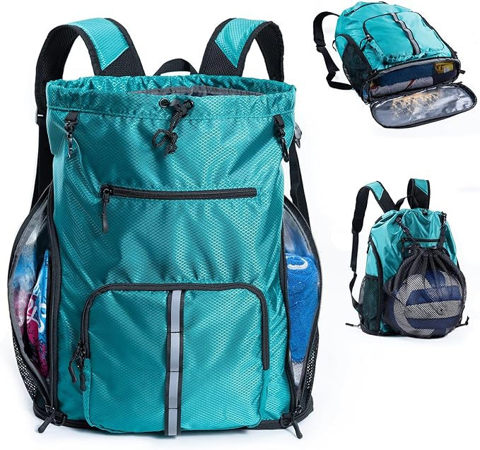 Multifunctional leisure backpack with special compartments for towels and sports accessories-https://detail.1688.com/offer/969324917727.html-Calm Wears-Peacock green-6*17*20 inch-Calm Wears