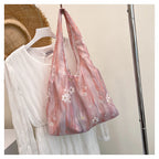 Elegant Floral Printed Shoulder Tote Bag