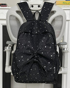 Starry Print Bow-Detail Backpack