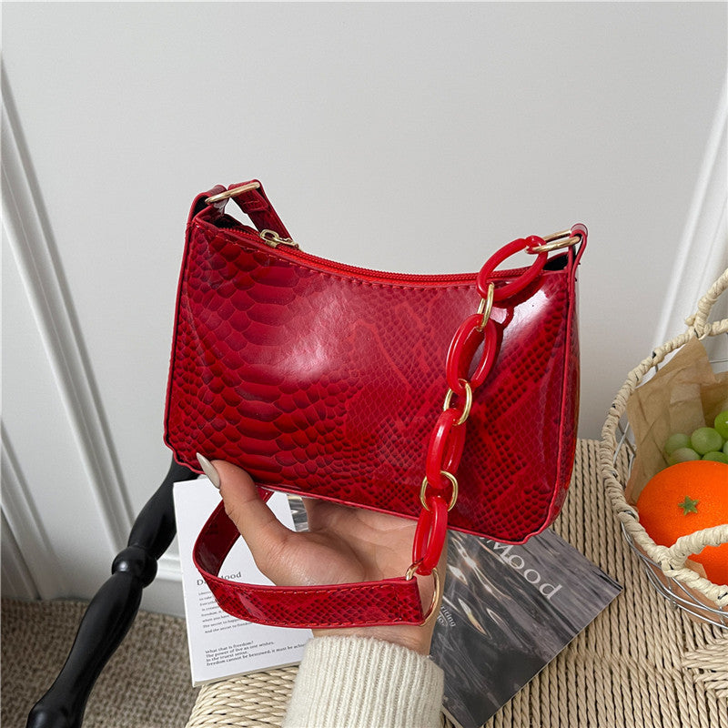 Stylish Textured Snakeskin Effect Handbag
