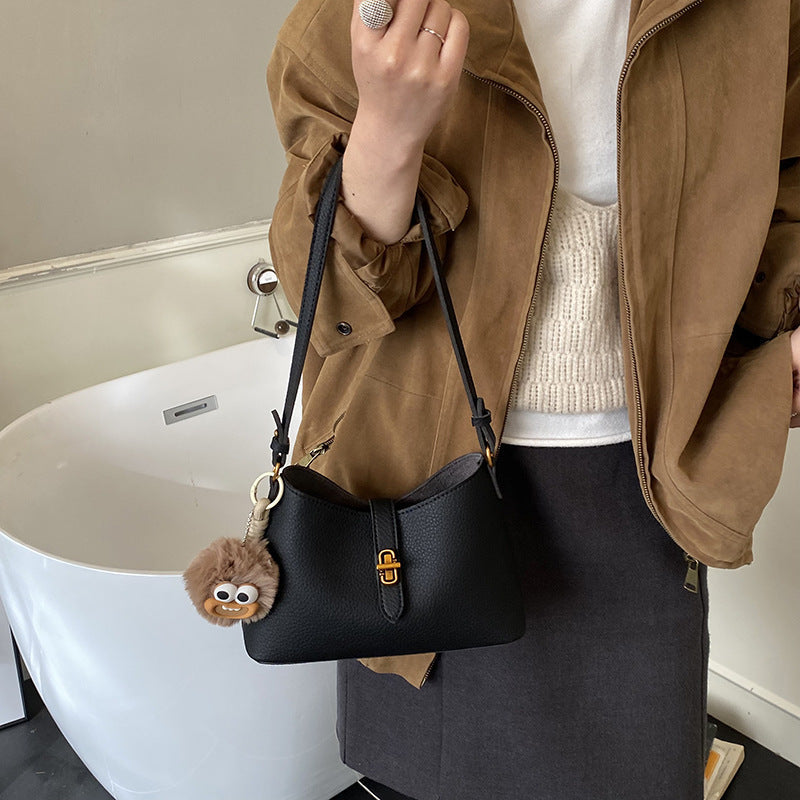Women's multifunctional shoulder bag with playful charm-https://detail.1688.com/offer/1002505571271.html-Calm Wears-Black-Size: without pendant-Calm Wears