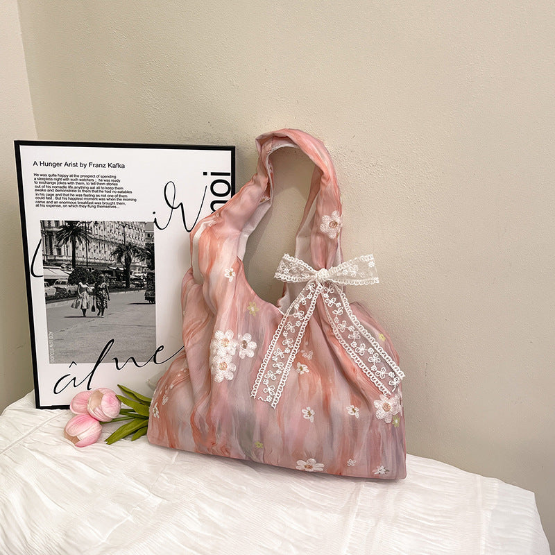 Elegant Floral Printed Shoulder Tote Bag