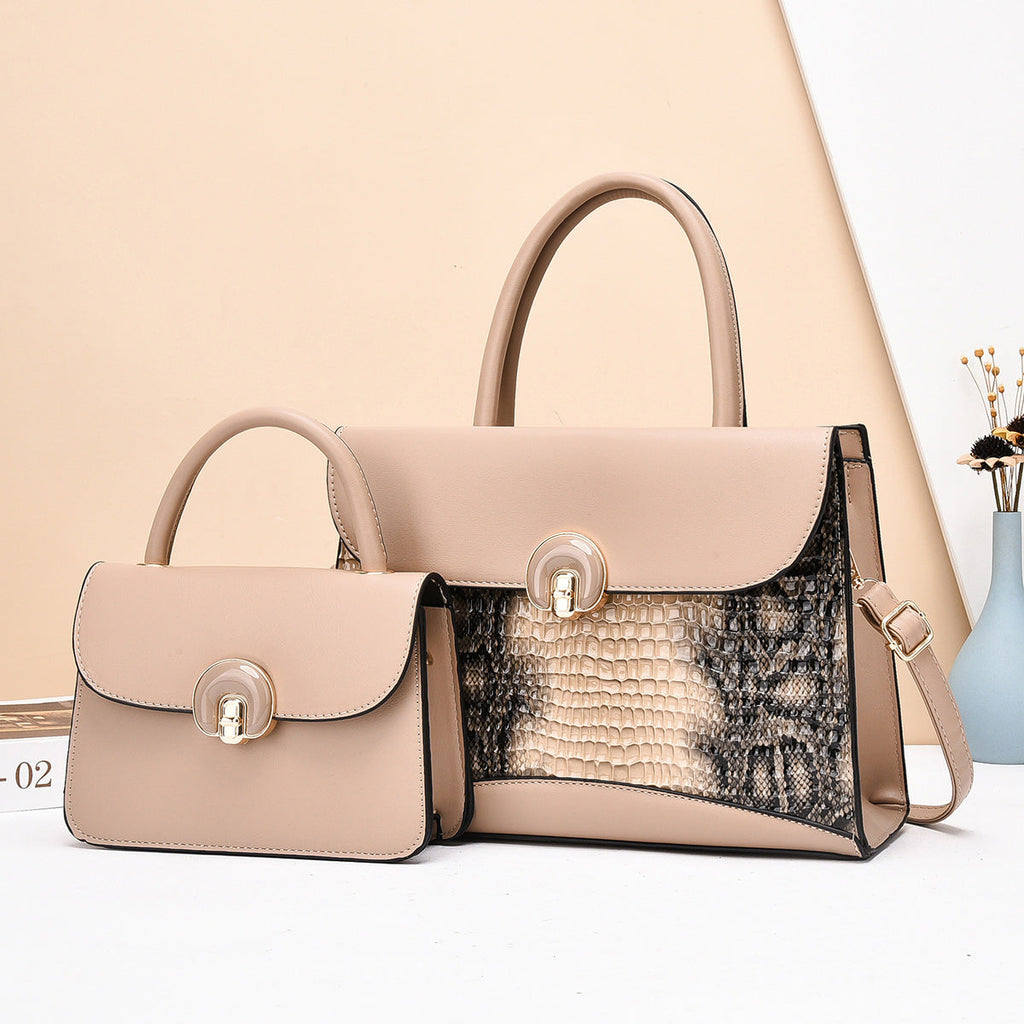 Women's Handbag Set with Luxurious Crocodile Leather Design