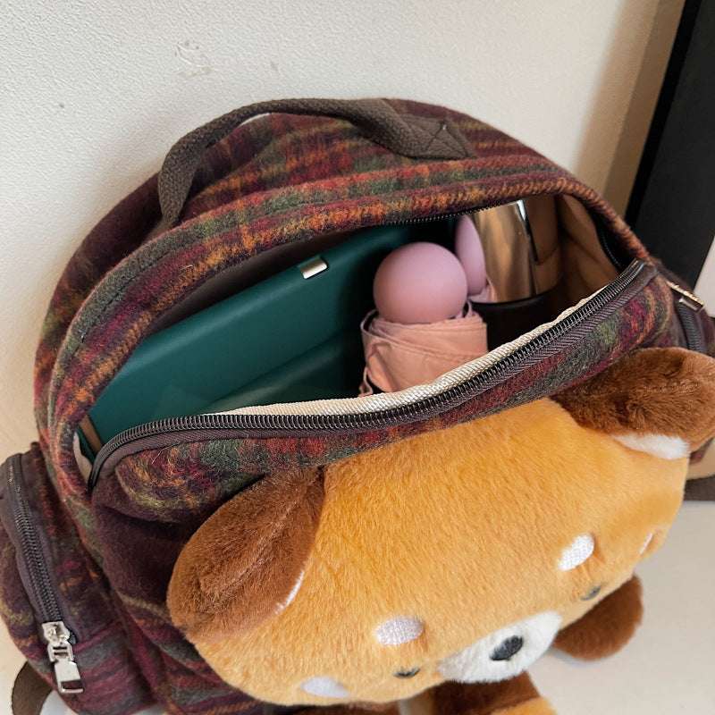 Plush backpack with animal design