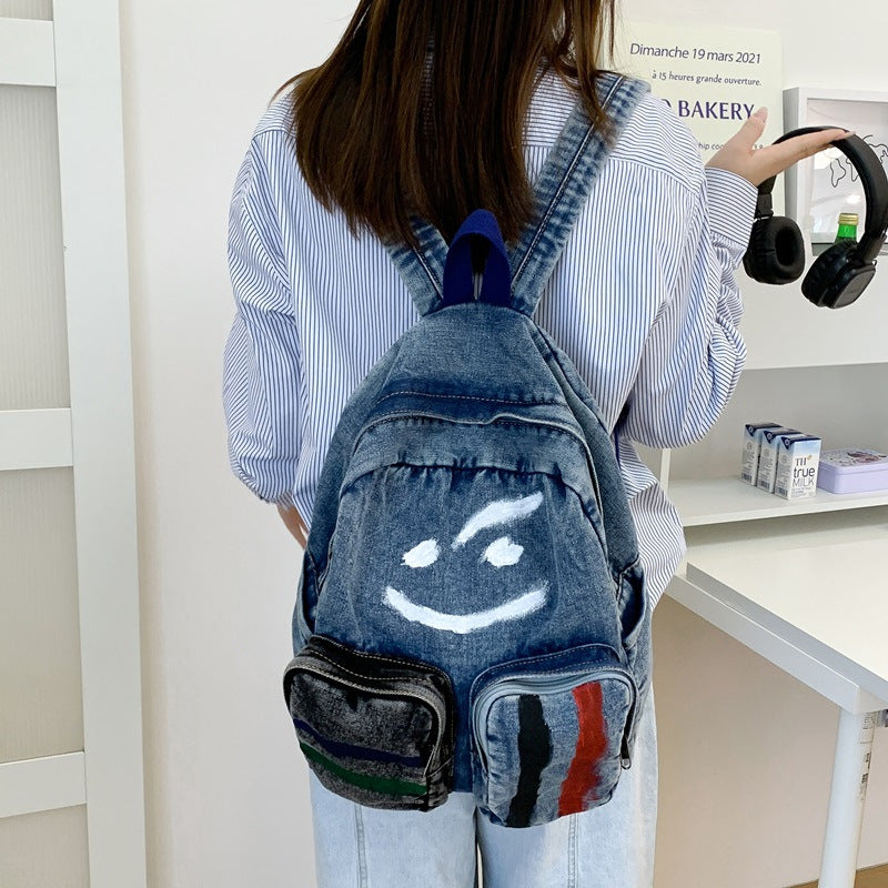 Artistic Denim Backpack Calm Wears